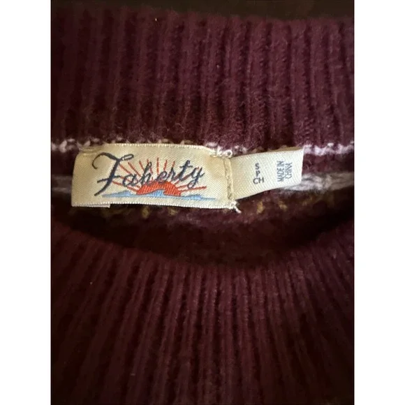 FAHERTY Highland Fair Isle Puff Sleeve Sweater Womens S Gray Merino Wool Blend - Picture 6 of 13